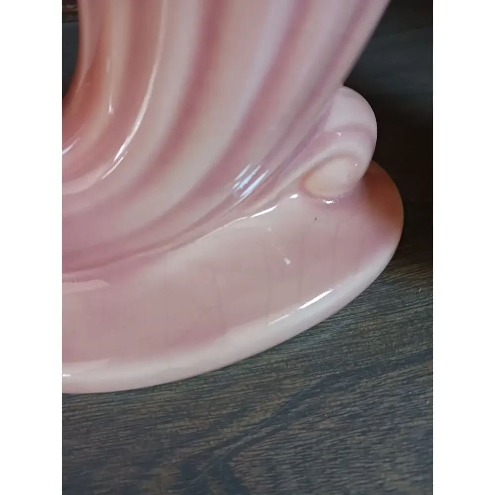 Vtg Art Deco USA Pottery Blue Pink Horn of Plenty Cornucopia
